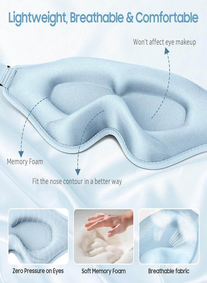 BeHoomi Sleep Mask, Premium Eye Mask for Sleeping, Total Blackout, Superior Soft Comfort, Upgraded 3D Ergonomic Designed Sleeping Mask for Home, Office, Travel, Meditation, Sky Blue - Image 4